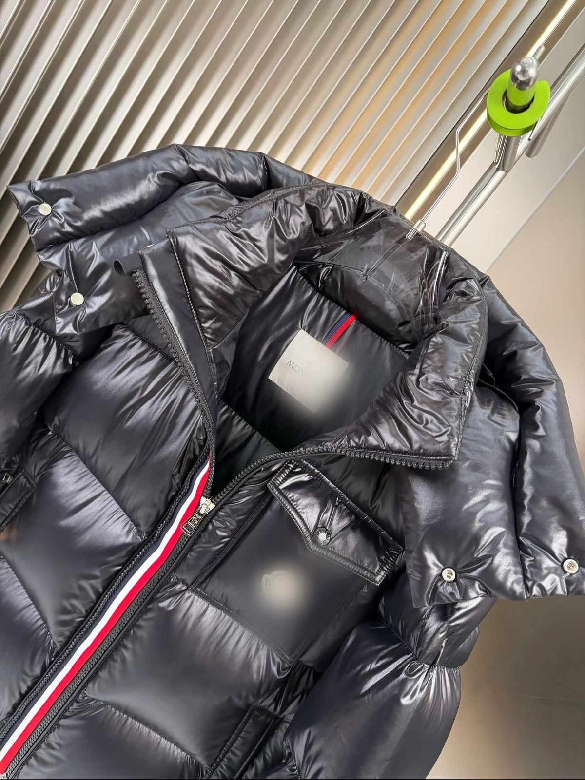 Men’s Rainbow Stripe Glossy Puffer Jacket – 2026 Winter Collection