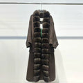 Women’s Long Knit-Panel Wool Coat with Fur Collar
